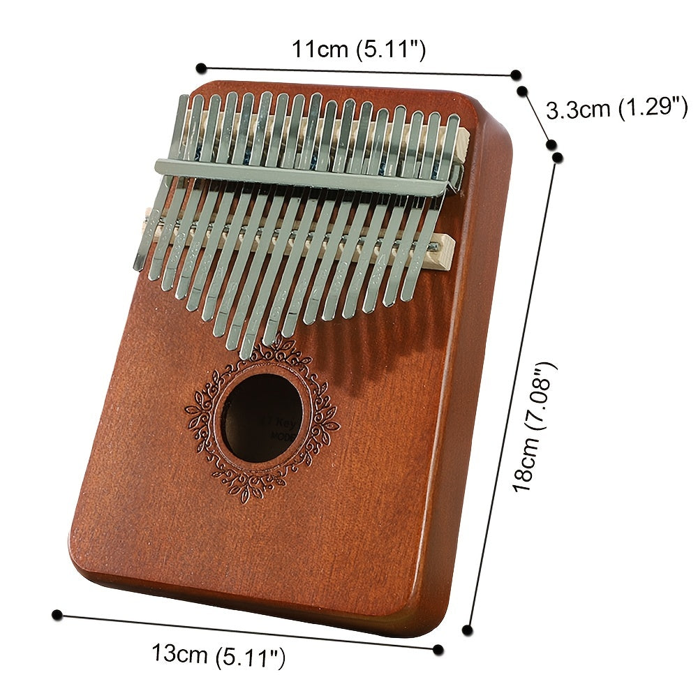 Kalimba piano de polegar 17 teclas piano de dedo portátil, estilo retro marimba presentes de música para adultos iniciantes amantes jogadores