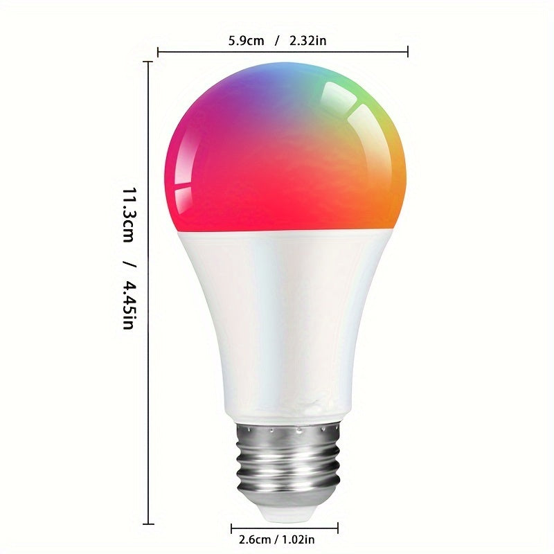 Bombilla inteligente para dormitorio en casa, bombillas inalámbricas con control de aplicación Tuya Smart &amp; Smart Life, bombillas de cambio de color RGB WW CW LED, sincronización de música regulable, A19 E26 9W 800LM, no es compatible con Alexa (a men