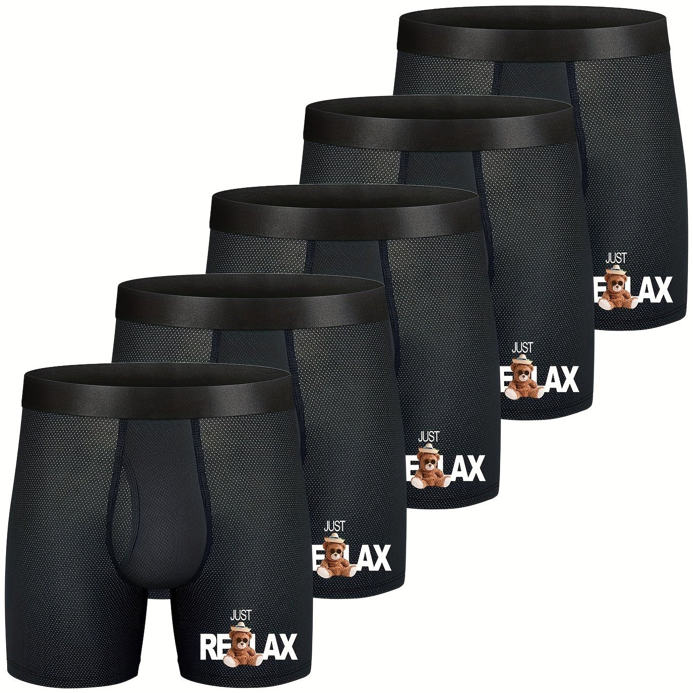 5 Stück Herren-Grafik atmungsaktiv bequem weich schnell trocknend Boxershorts Unterwäsche, mehrfarbig Set