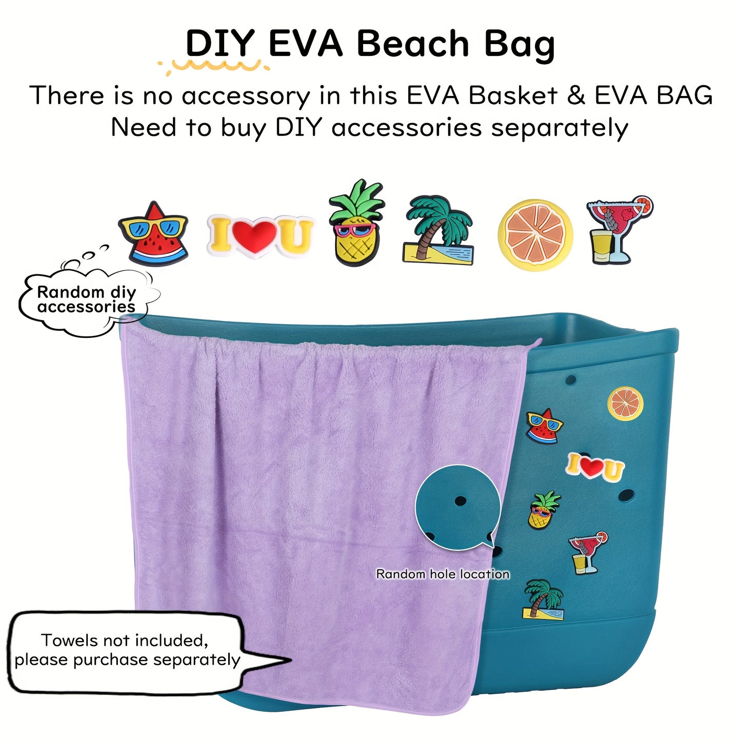 Waterproof EVA Beach Bag, Portable Handbag For Outdoor Sports, Trendy Travel Beach Boat Swimming Tote Bag