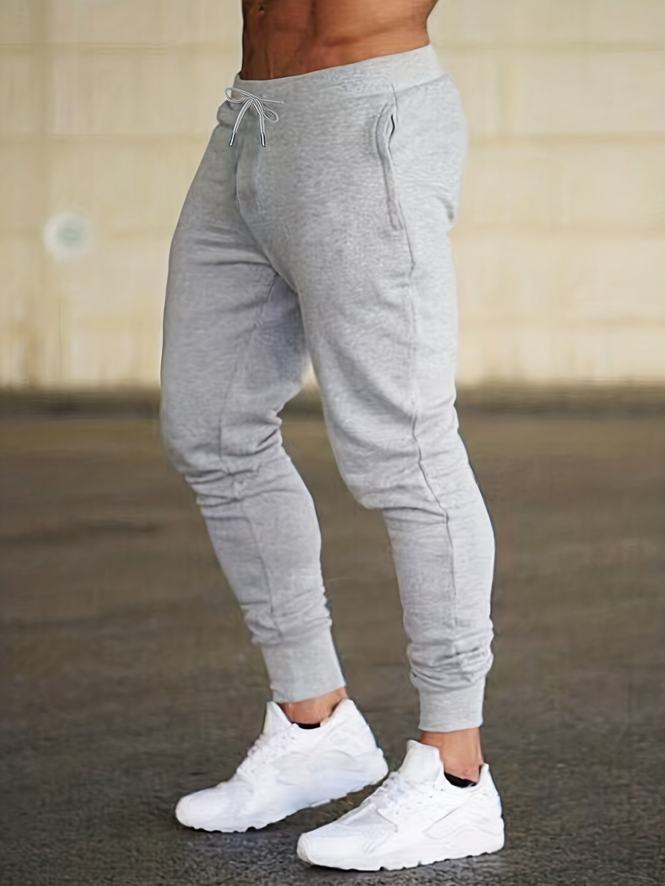 Classic Design Joggers, Men's Casual Stretch Waist Drawstring Thin Sports Pants Sweatpants For Spring Summer