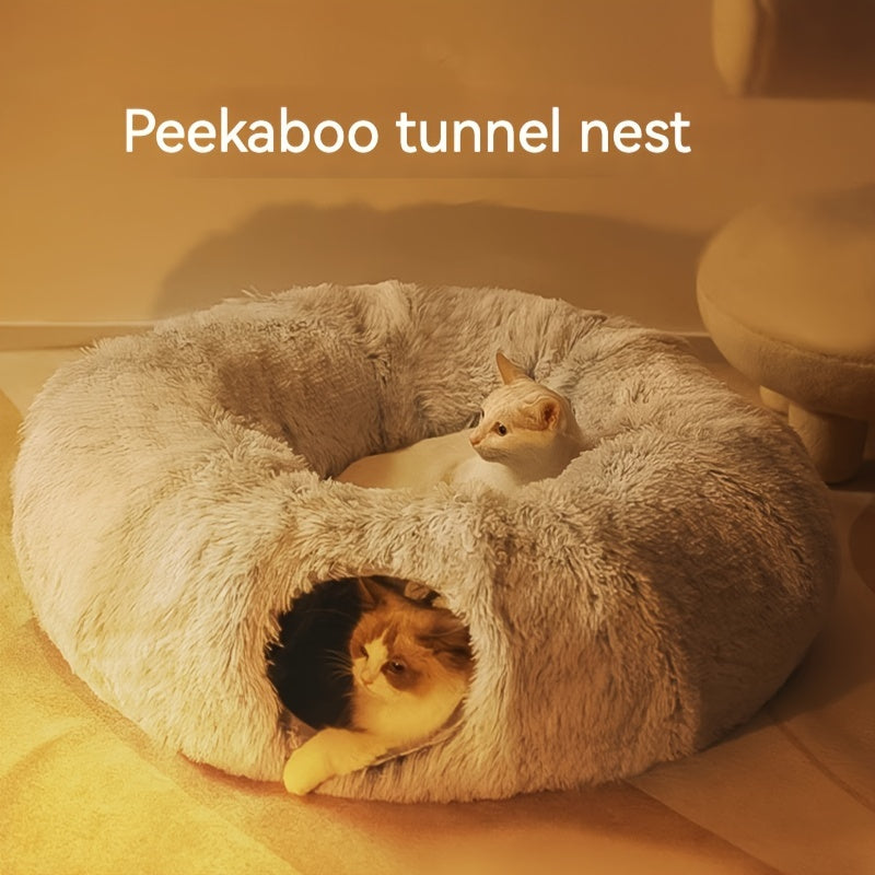 Cat Nest Winter Warm Cat Tunnel Bed, Cama de gato universal Four Seasons, Casa de gato desmontable y lavable