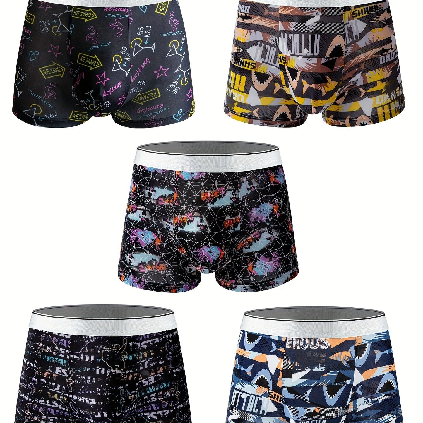 5 pacotes de roupa íntima elástica masculina de seda gelada, cuecas boxer de alta elasticidade