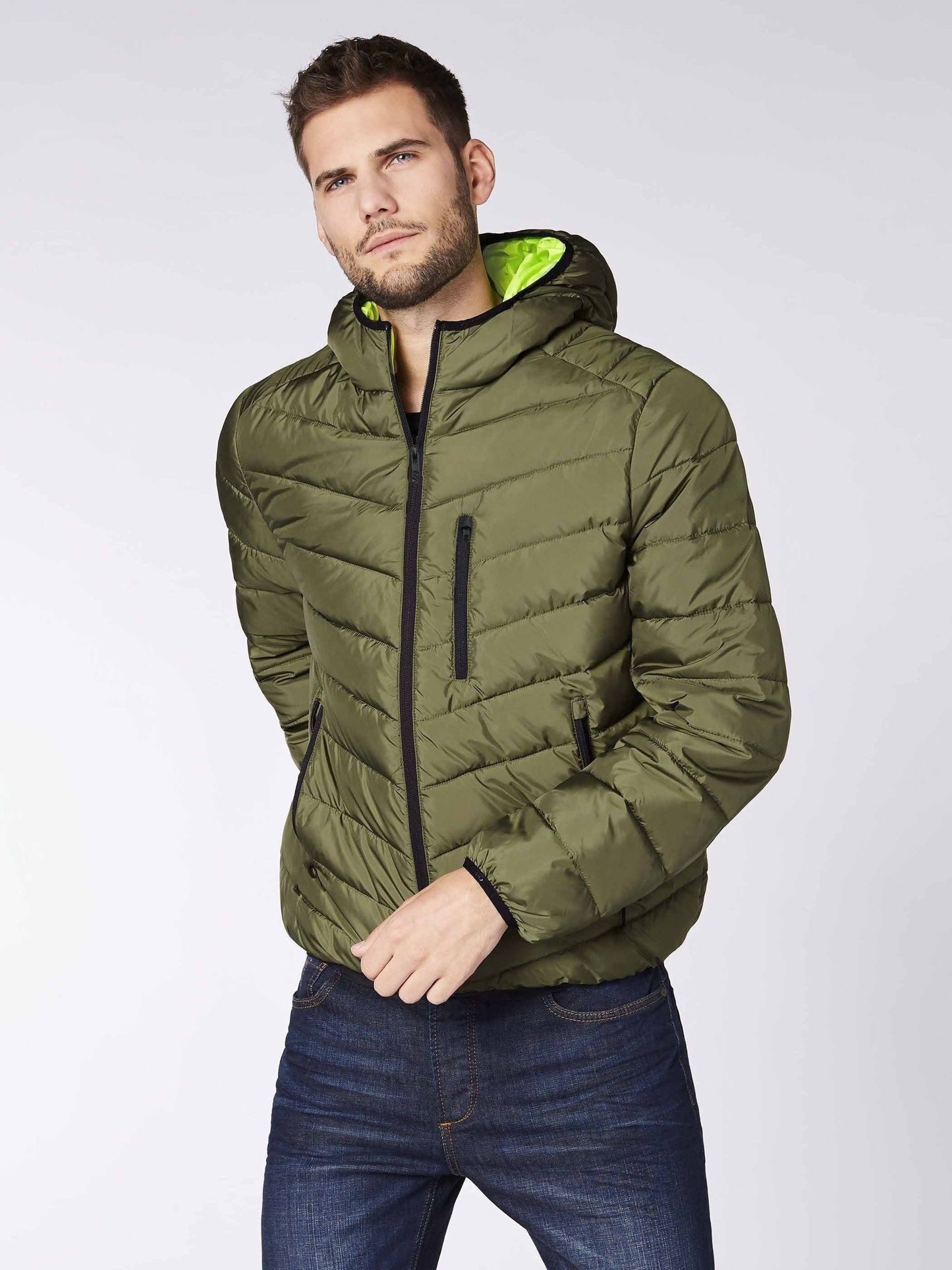 Herren Plus Size Solid Chevron Stepp jacke mit Kapuze für den Winter, regelmäßige leichte gepolsterte Kleidung für große und hohe Männer, Herren bekleidung Wintermantel Weste für Jagd wandern Camping Angeln