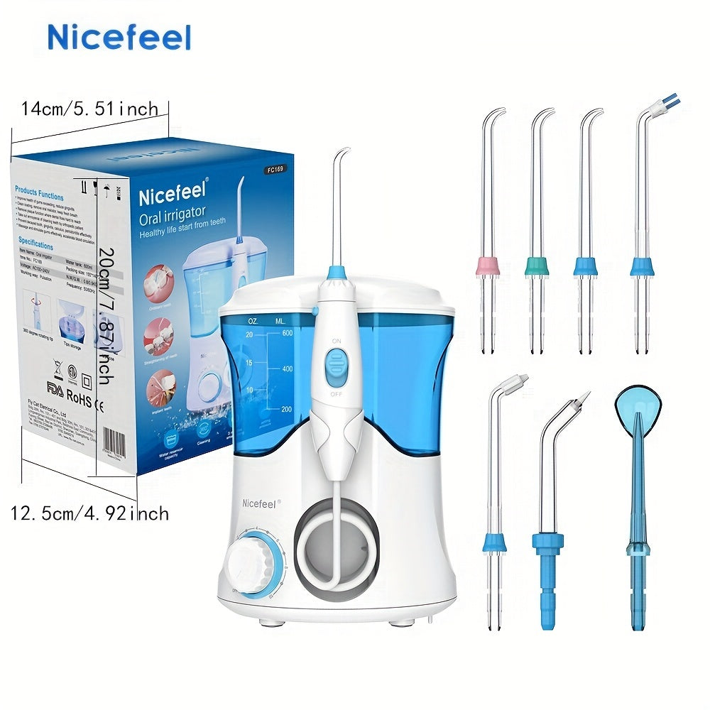 1pc, Water Floss, Electric Tooth Water Floss For Cleaning And Braces Cleaning, Electric Oral Doucher Water Floss,10 Pressures And 7 Tips, 600ml Water Floss For Home Use