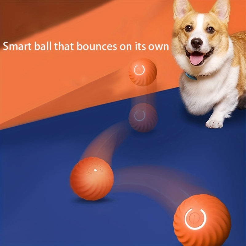 1pc Pet Gravity Type-C Charging Automatic Rolling Ball Toy Durable Dog Chew Ball Toy Pet Grinding Teeth Toy Gravity Jumping Ball Toy For Dog Interactive Supplies