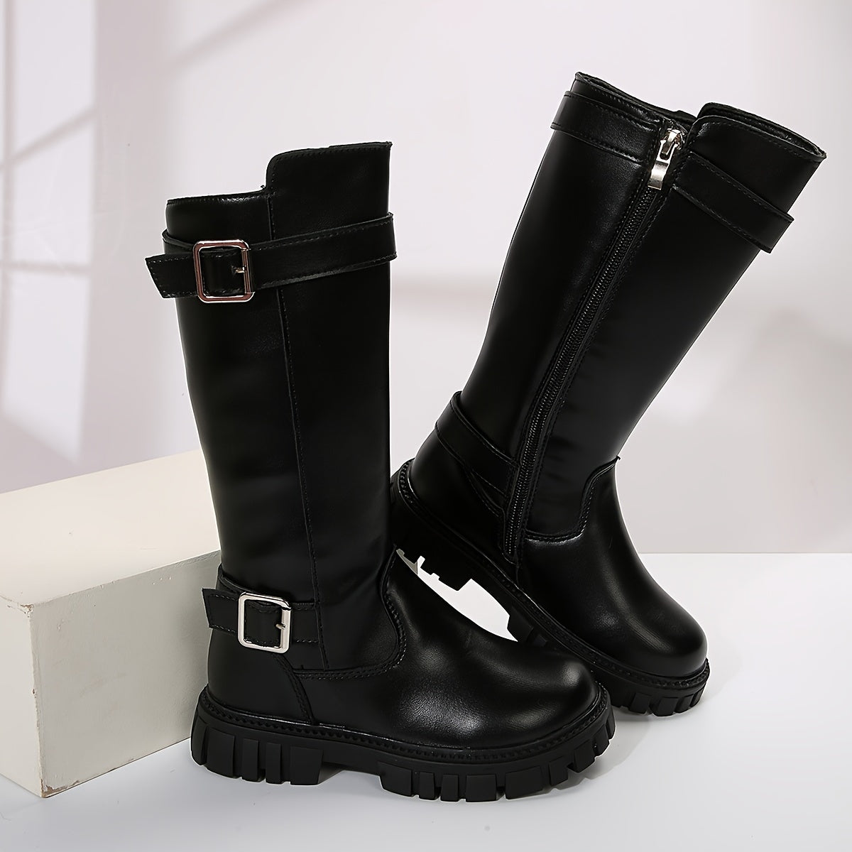 Elegante de moda más botas con la cremallera para las muchachas, botas ligeras del paño grueso y suave del resbalón no para el viaje, el otoño y el invierno al aire libre interior