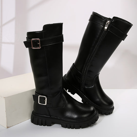 Trendy Elegant Plus Fleece Boots With Zipper For Girls, Lightweight Non Slip Boots For Indoor Outdoor Travel, Autumn And Winter