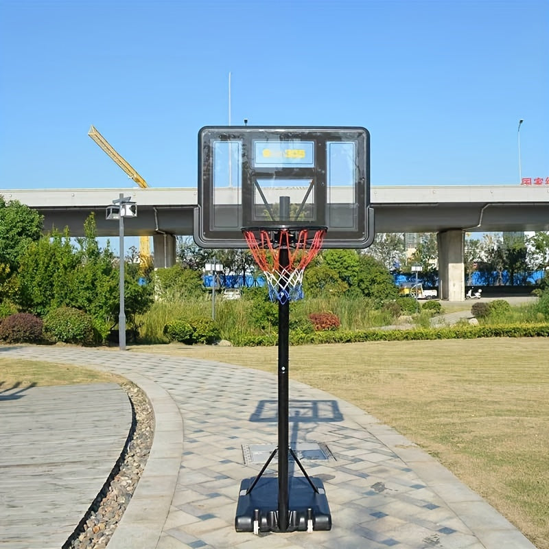 1 estante de baloncesto estándar, estante de baloncesto portátil ajustable móvil, aro de baloncesto, altura ajustable entre 2,45 m y 3,05 m sobre el suelo (96,46 pulgadas y 120,08 pulgadas)