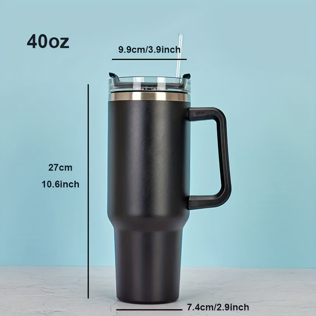 1pc, Tumbler With Lid And Straw, 40oz Stainless Steel Thermal Water Bottle With Handle, Portable Drinking Cups, For Car, Home, Office, Summer Drinkware, Travel Accessories, Home Kitchen Items, Birthday Gifts, Back To School Supplies