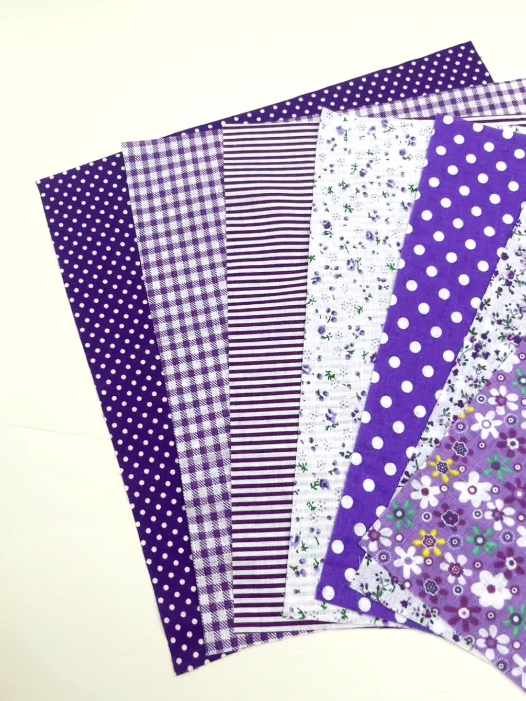 7pcs 9.8*9.8 Inches Purple Cotton Fabric For Sewing Dolls DIY Handmade Home Textile Cloth For Toys  Craft Material