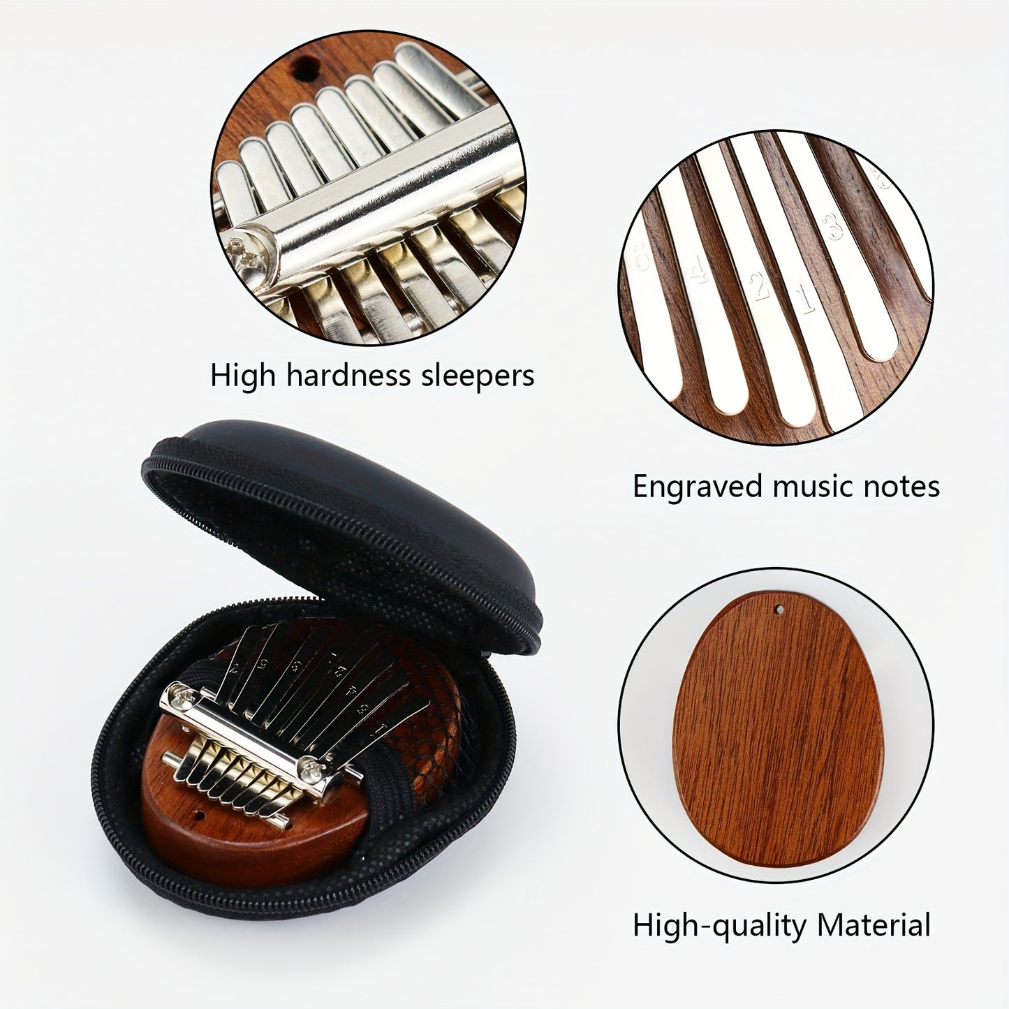 Mini piano Kalimba à 8 touches avec corps en acajou et sac de rangement-idéal pour les débutants, les amateurs de musique et les interprètes-cadeaux de Noël et de Thanksgiving parfaits, jeu de relaxation