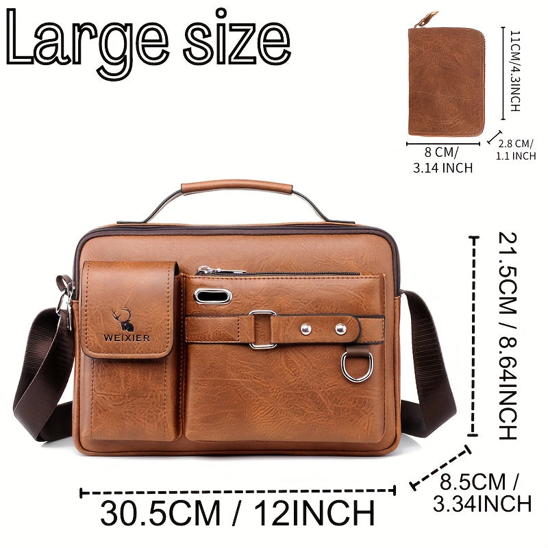 Bolsa de ombro WEIXIER, bolsa mensageiro masculina, bolsa executiva, com carteira porta-cartões, escolha ideal para presentes, bolsas escolares, presentes de dia dos namorados