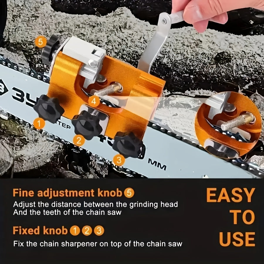 1 Set Chainsaw Sharpening Kit, Quick Chainsaw Sharpening Tool, Portable Chainsaw Sharpener Clamp, Manual Crank Chainsaw Blade Blade, Electric Chainsaw File\u002Fgrinder Accessories, For Various Chainsaws