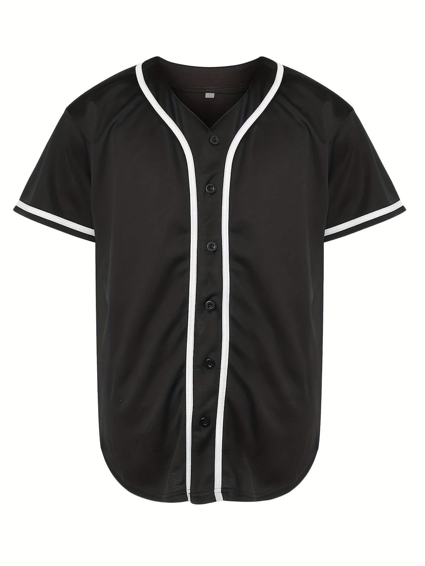 Plus Taille Hommes Solide De Baseball À Manches Courtes T-shirt, À La Mode D'été V-cou Tee Pour Les Sports De Baseball, polyvalent Hommes Vêtements