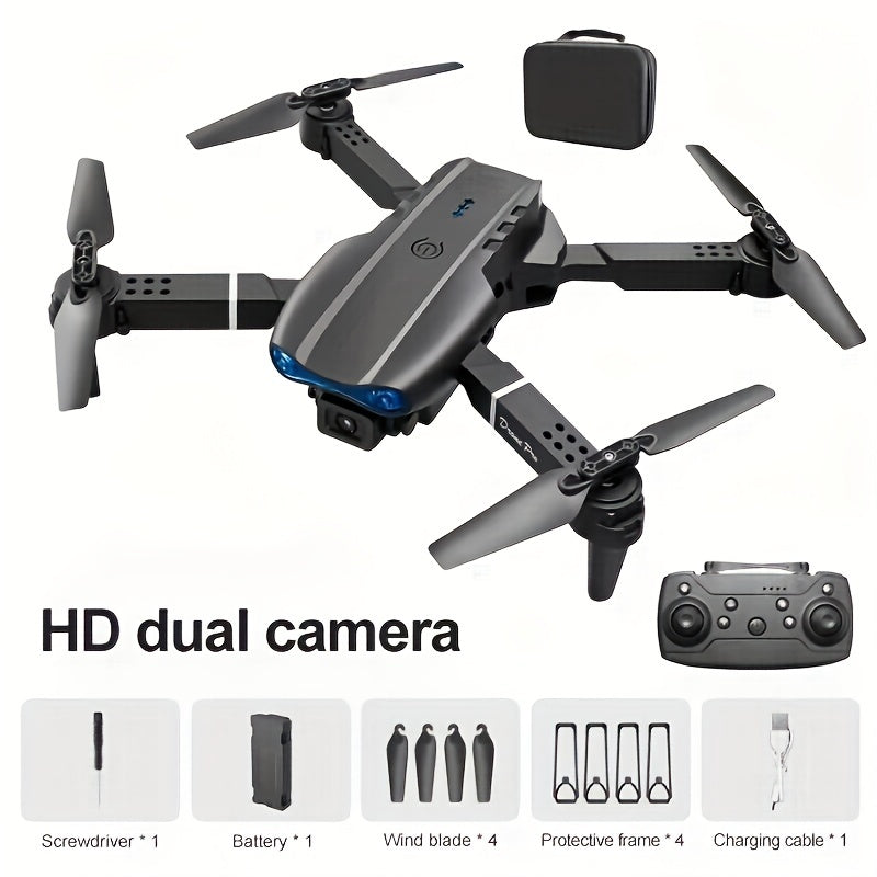 E99 Pro Drone con cámara HD, WiFi FPV HD doble plegable RC Quadcopter Altitude Hold, juguetes de control remoto para principiantes, adolescente cosas regalos para hombres interior y exterior asequible UAV