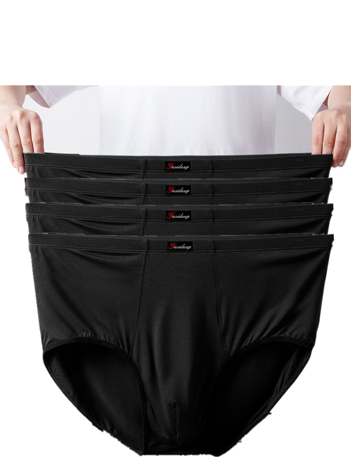 3\u002F4pcs Plus Size Men's Underwear, Casual Loose Breathable Comfy Quick-drying Elastic Briefs, Modal Underpants