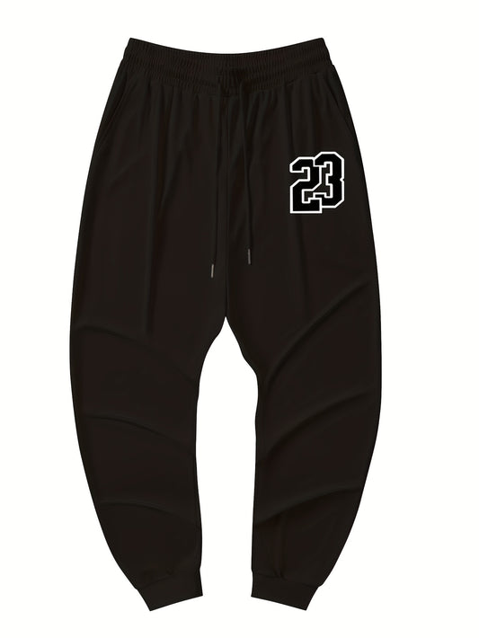 Men's Plus Size Number 23 Print Sweatpants With Drawstring Waist For Big And Tall Guys
