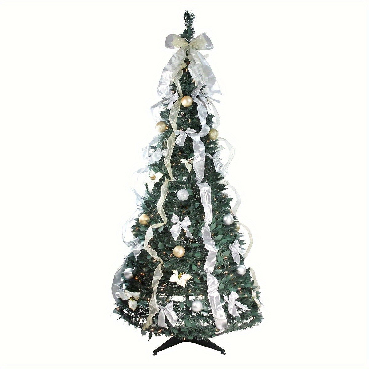 3.94ft\u002F4.92ft\u002F5.9ft Scalable Christmas Tree Folding Christmas Tree Pagoda Tree With Lights Christmas Decoration