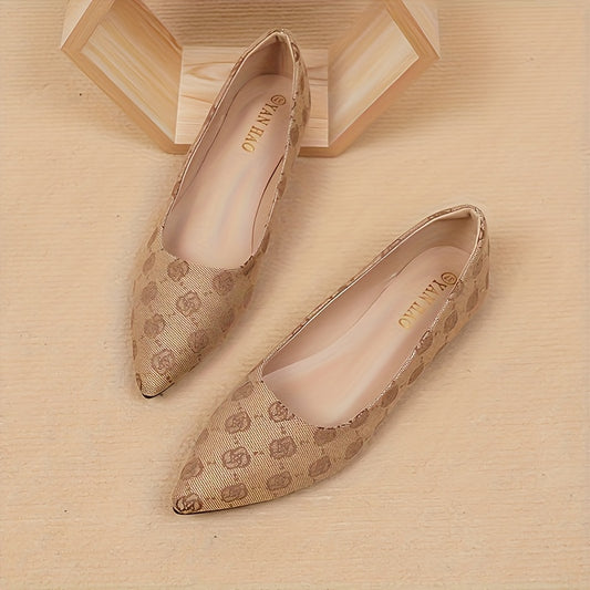 Women's Flower Pattern Flat Shoes, Elegant Point Toe Slip On Shoes, Lightweight & Comfortable Shoes