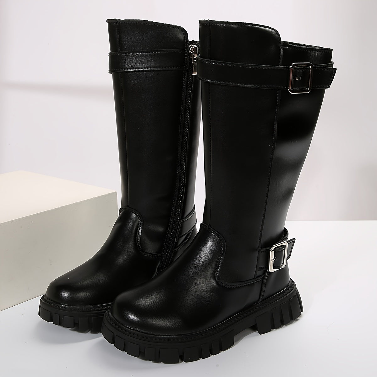 Elegante de moda más botas con la cremallera para las muchachas, botas ligeras del paño grueso y suave del resbalón no para el viaje, el otoño y el invierno al aire libre interior