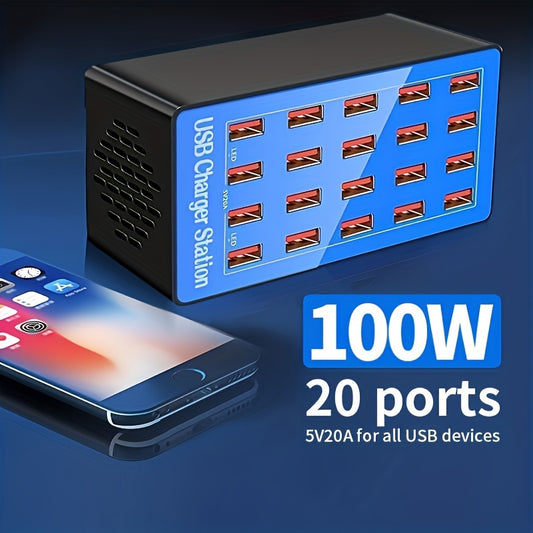 USB Charger Station 20-Port 100W\u002F20A Multiple USB Charging Station,Multi Ports USB Charger Charging for Smartphones,Tablets,and Other USB Devices