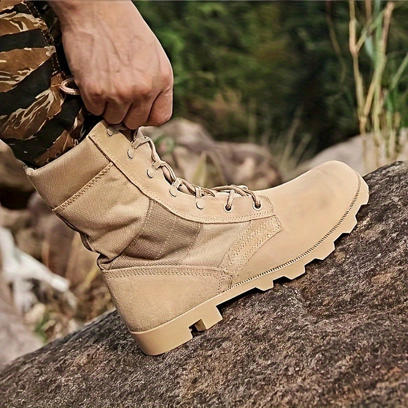 Men's Camouflage Pattern Military Tactical Work Boots, Waterproof Non Slip Comfy Durable Boots For Outdoor Activities