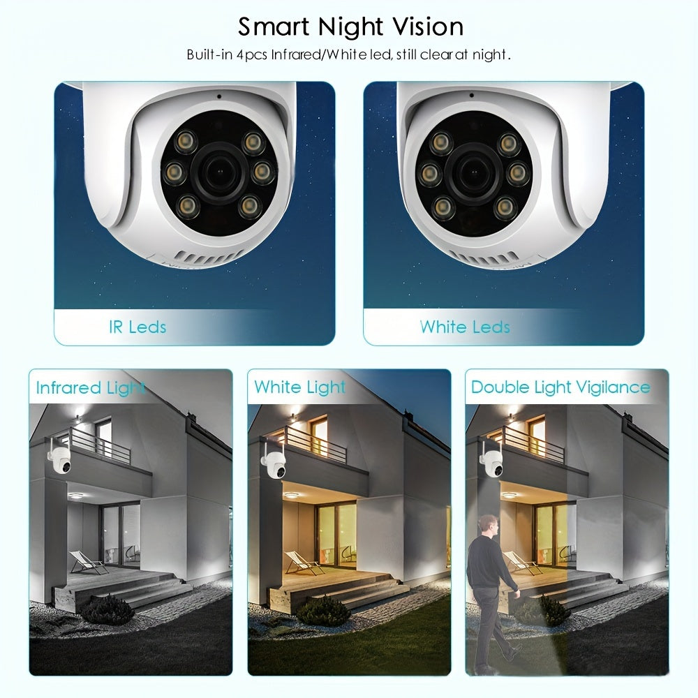 2.4G WIFI Wireless Security Camera, 355 ° Panoramic Dome Camera, Real-time Framing, AI Human Detection, Two-way Audio, Color Night Vision, Cloud Storage, Spotlight, Indoor\u002Foutdoor Monitoring