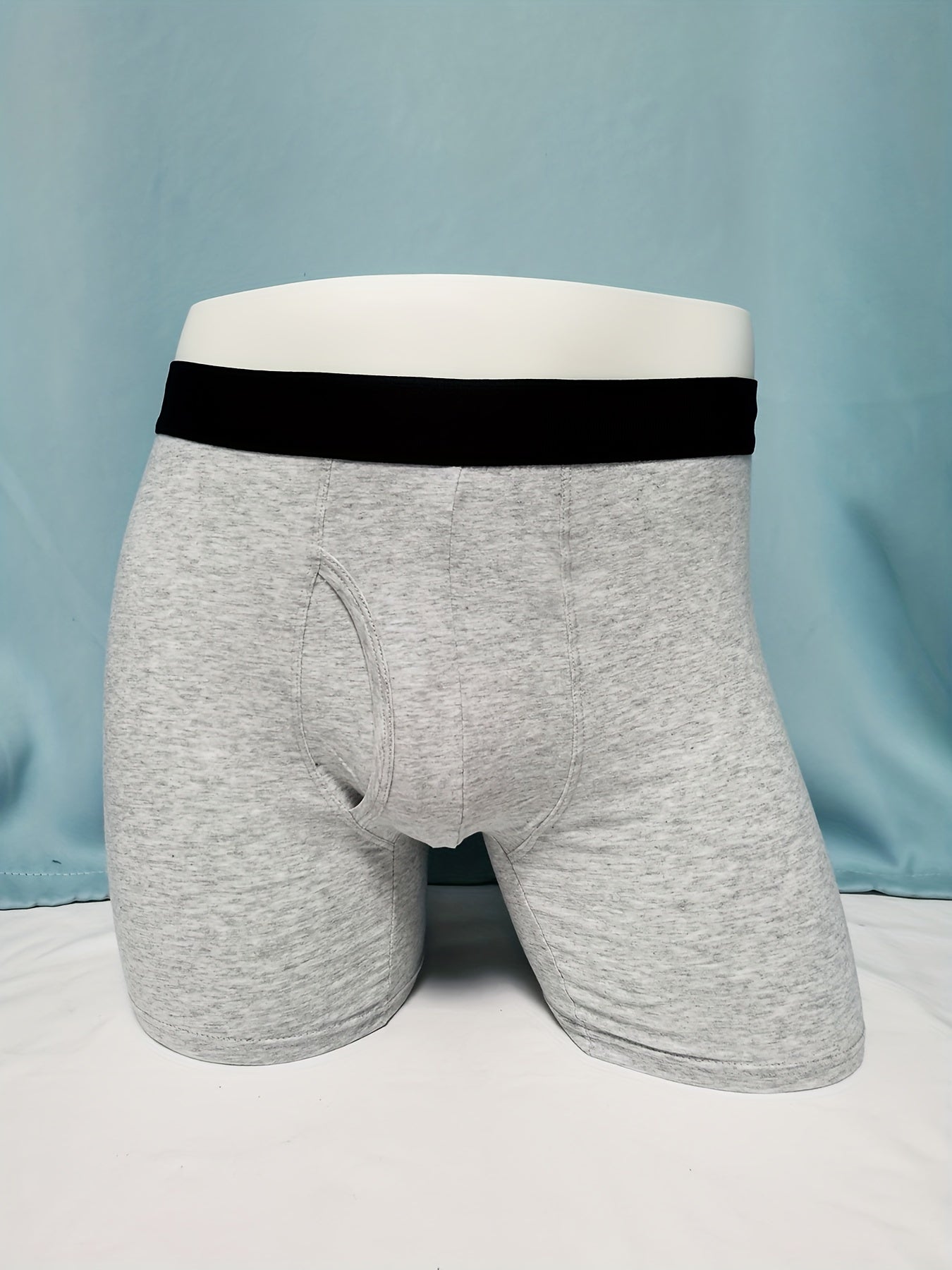 3 peças cuecas boxer masculinas de algodão de perna longa, calcinhas boxer simples de cor sólida masculina, cuecas boxer sexy de virilha aberta na frente, cuecas masculinas