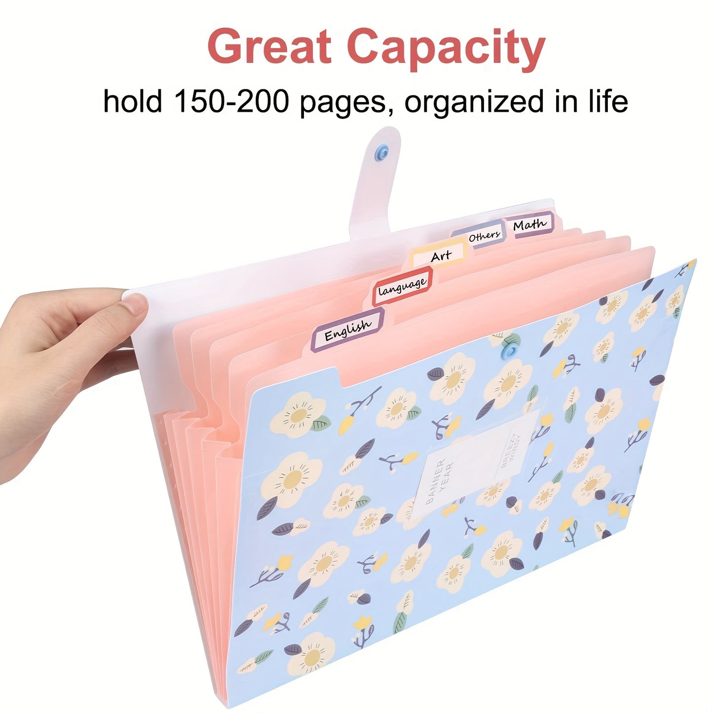 8pcs Of A4 Cute Accordion Folders, Expandable Folders, Letter Size File Storage Boxes, With 5 Pockets, 64 Labels, Suitable For School And Office Supplies. 12.8 Inches X 9.5 Inches X 0.6 Inches