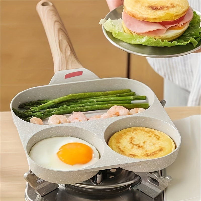 1 Pc Household Four-hole Frying Pan Kitchen Pan Non-stick Pan Breakfast Egg Hamburger Small Frying Pan Steak Pot