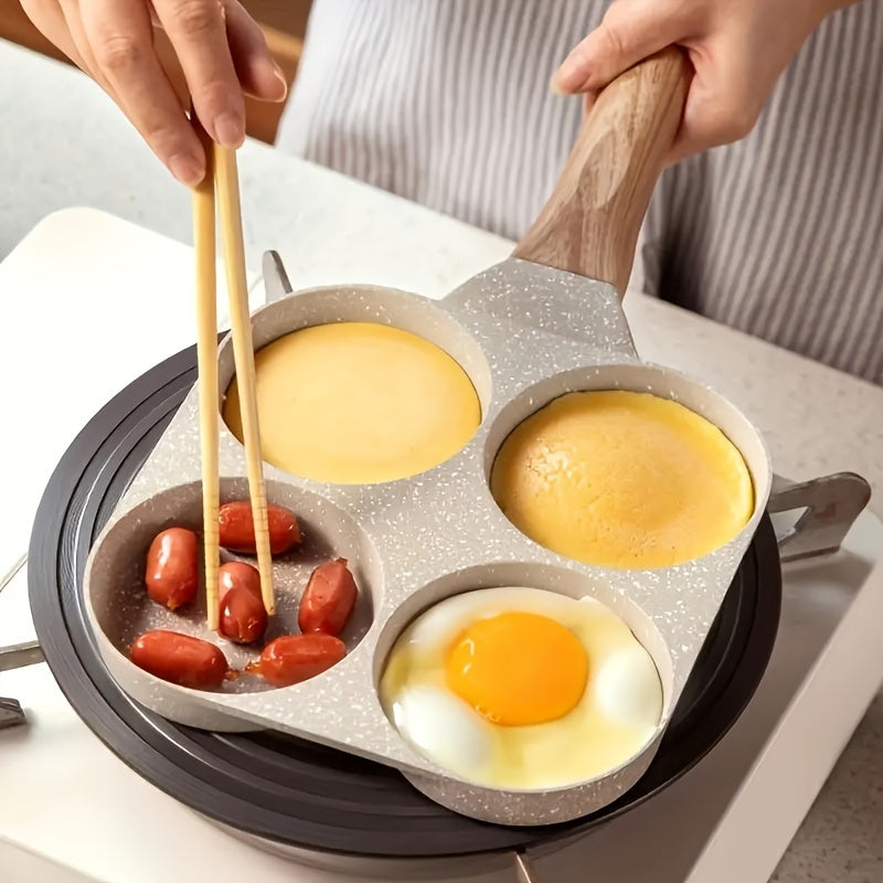 1 Pc Household Four-hole Frying Pan Kitchen Pan Non-stick Pan Breakfast Egg Hamburger Small Frying Pan Steak Pot