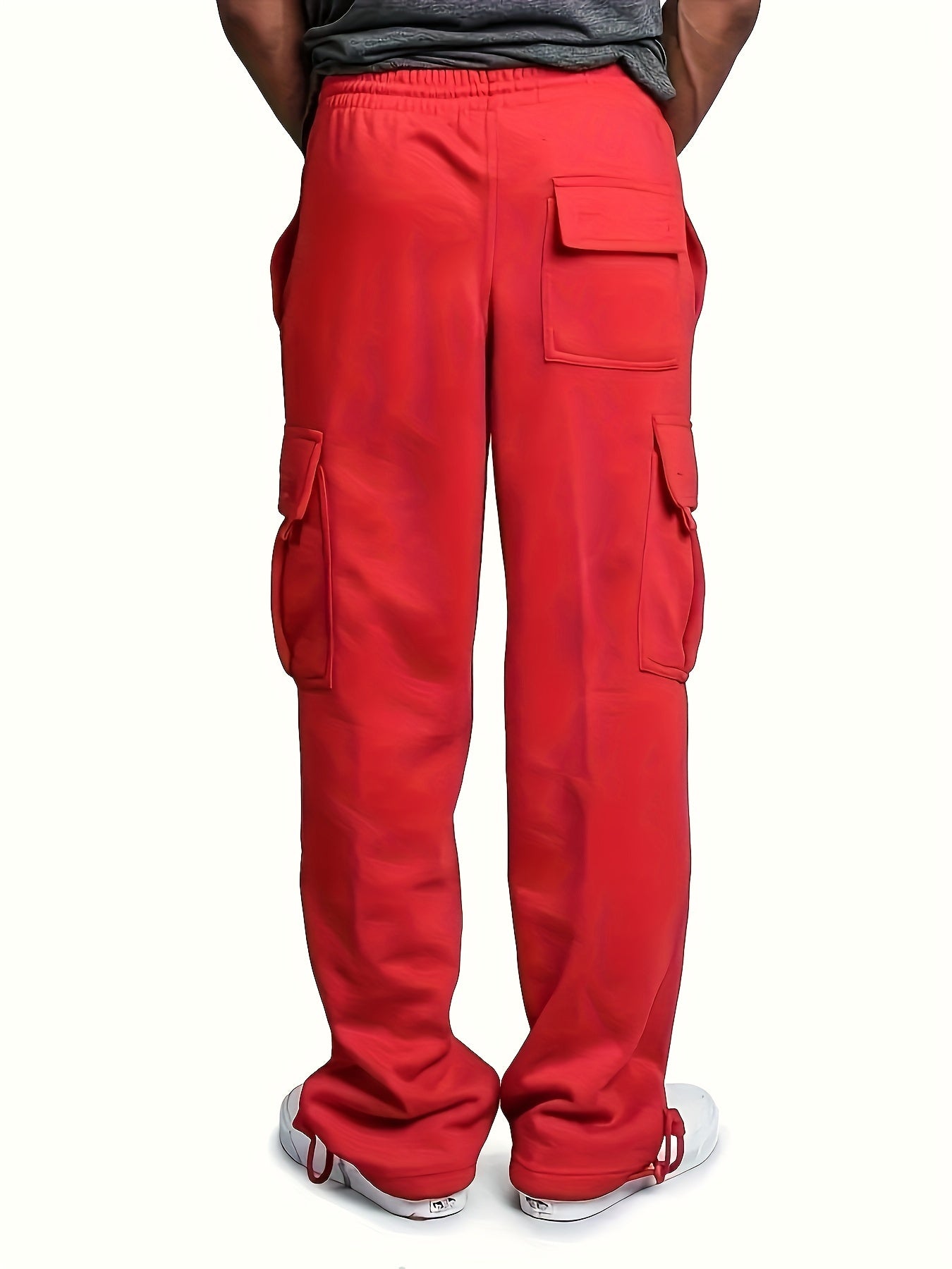 Men's Multi Pocket Cargo Pants, Casual Loose Fit Sports Pants