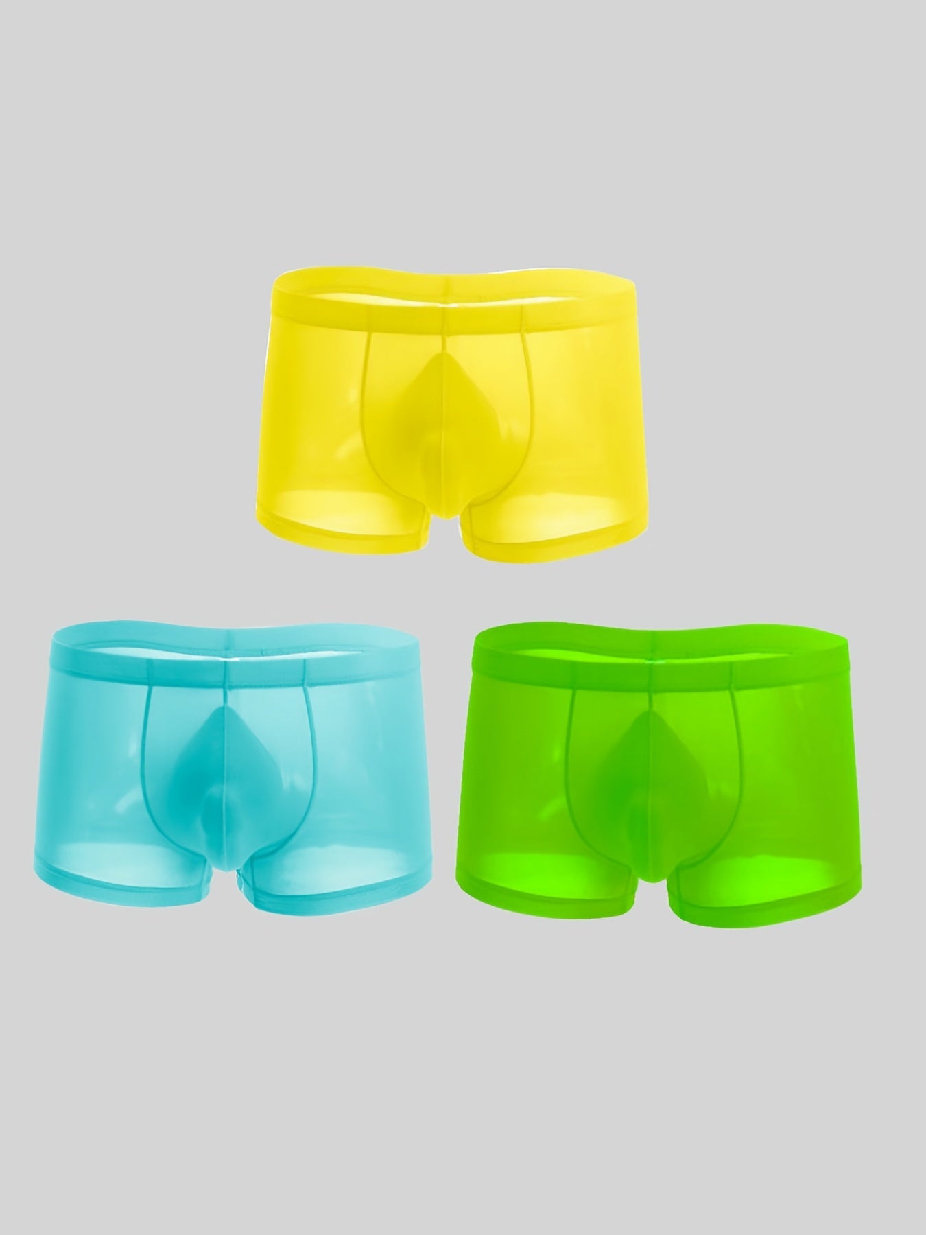 3 PACK Masculino Sexy Trendy Ice Silk Fino Respirável Confortável Cintura Baixa Cuecas Boxer Multicoloridas