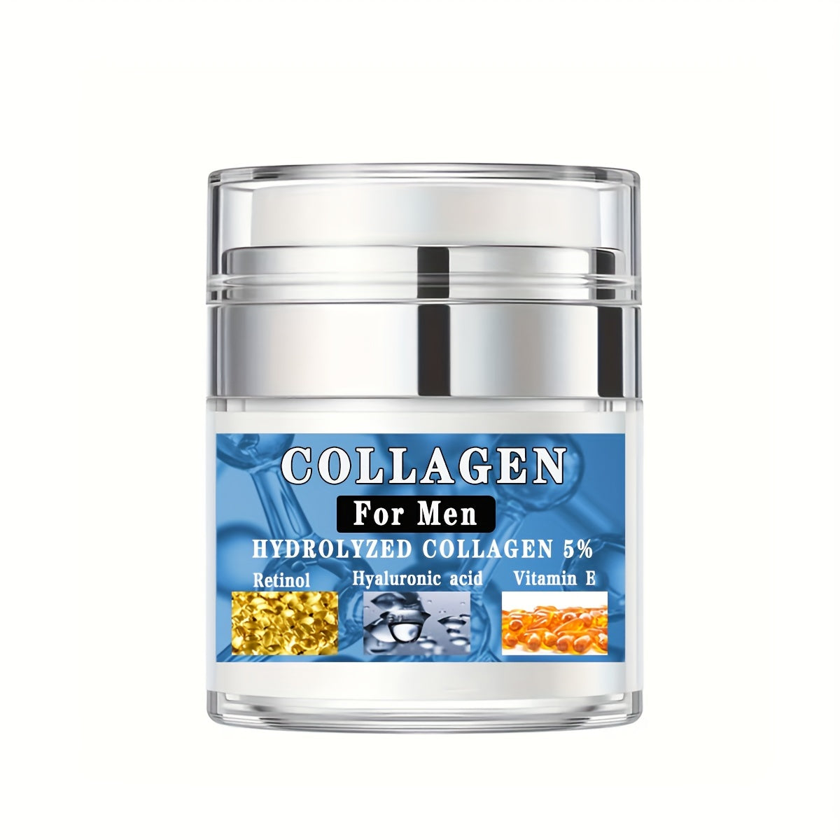 Crème pour le visage pour hommes, avec collagène, rétinol, acide hyaluronique, vitamine E, peau ferme, hydratant, rides lisses, pores rétrécissant, 50g (1,76 oz)