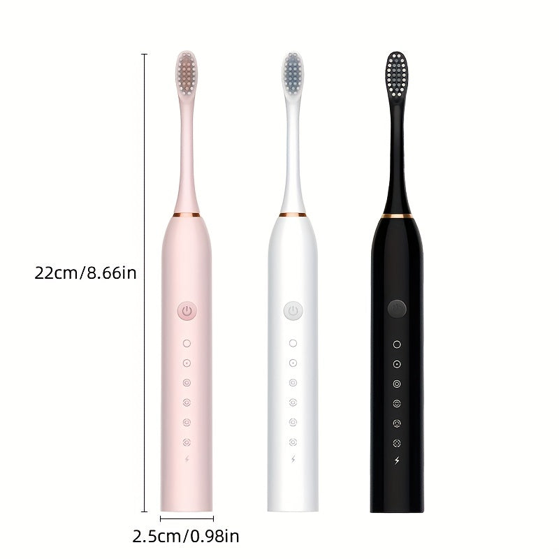 Rechargeable Sonic Toothbrush - Waterproof, Automatic, USB Charging, Replaceable Brush Heads