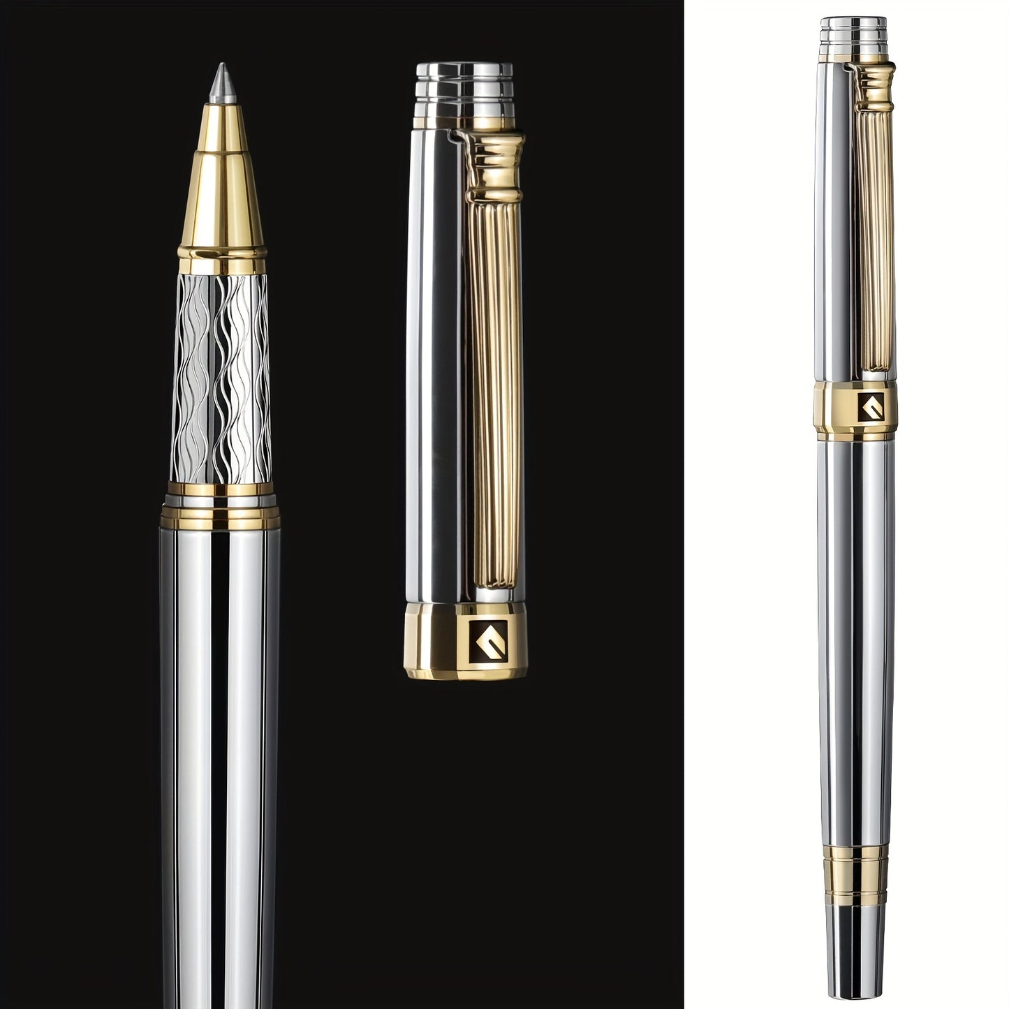 Stylo à bille roulante d'écriture de luxe avec recharge Schmidt, stylo en métal de 24k Golden Trim, ensemble cadeau stylo fantaisie pour hommes et femmes dans les bureaux de direction