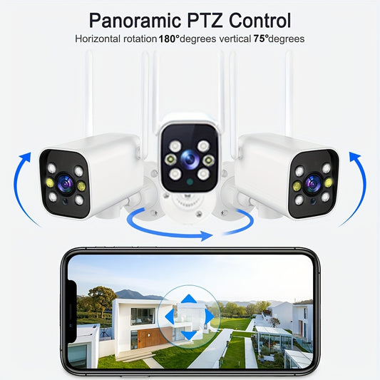 Câmera inteligente de segurança 1080P Câmera externa WiFi Câmera sem fio com visão noturna 120 ° Rastreamento automático e controle PT