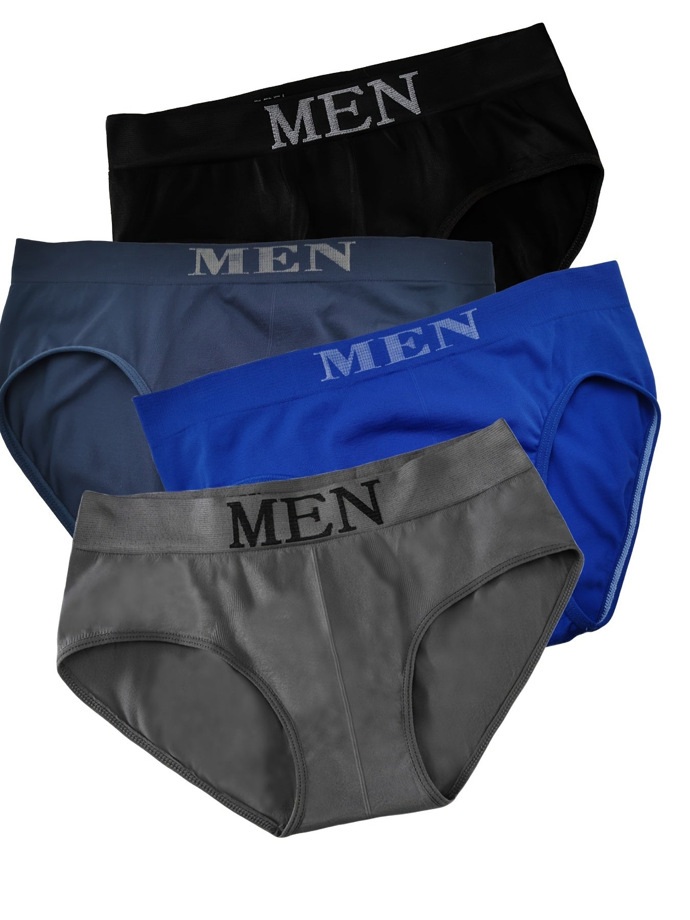 4pcs Men's 'MEN' Print Fashion Seamless Breathable Comfy Stretchy Briefs, Sports Panties, Men's Underwear, Suitable For Size S\u002FM\u002FL