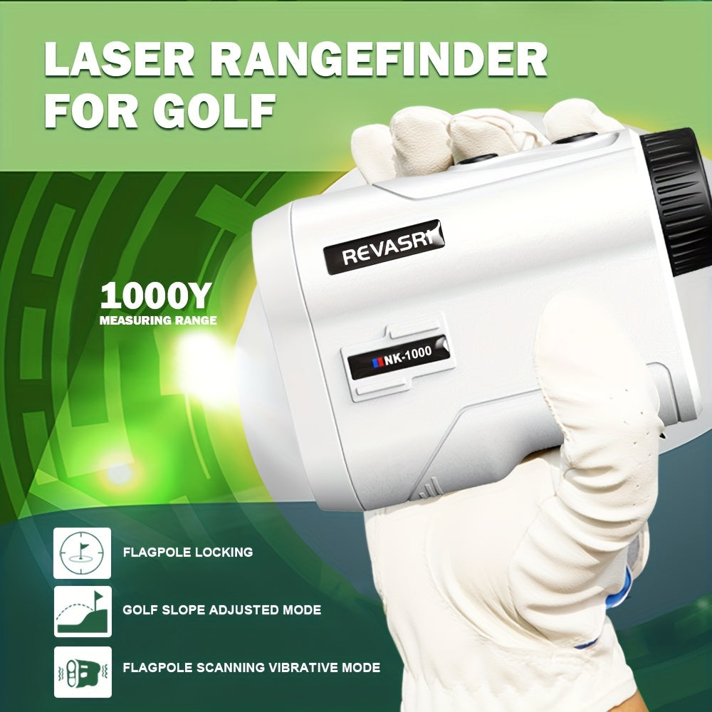 REVASRI Golf Rangefinder With Slope And Pin Lock Vibration, External Slope Switch For Golf Tournament Legal, Rangefinders With Rechargeable Battery 1000YDS Laser Range Finder