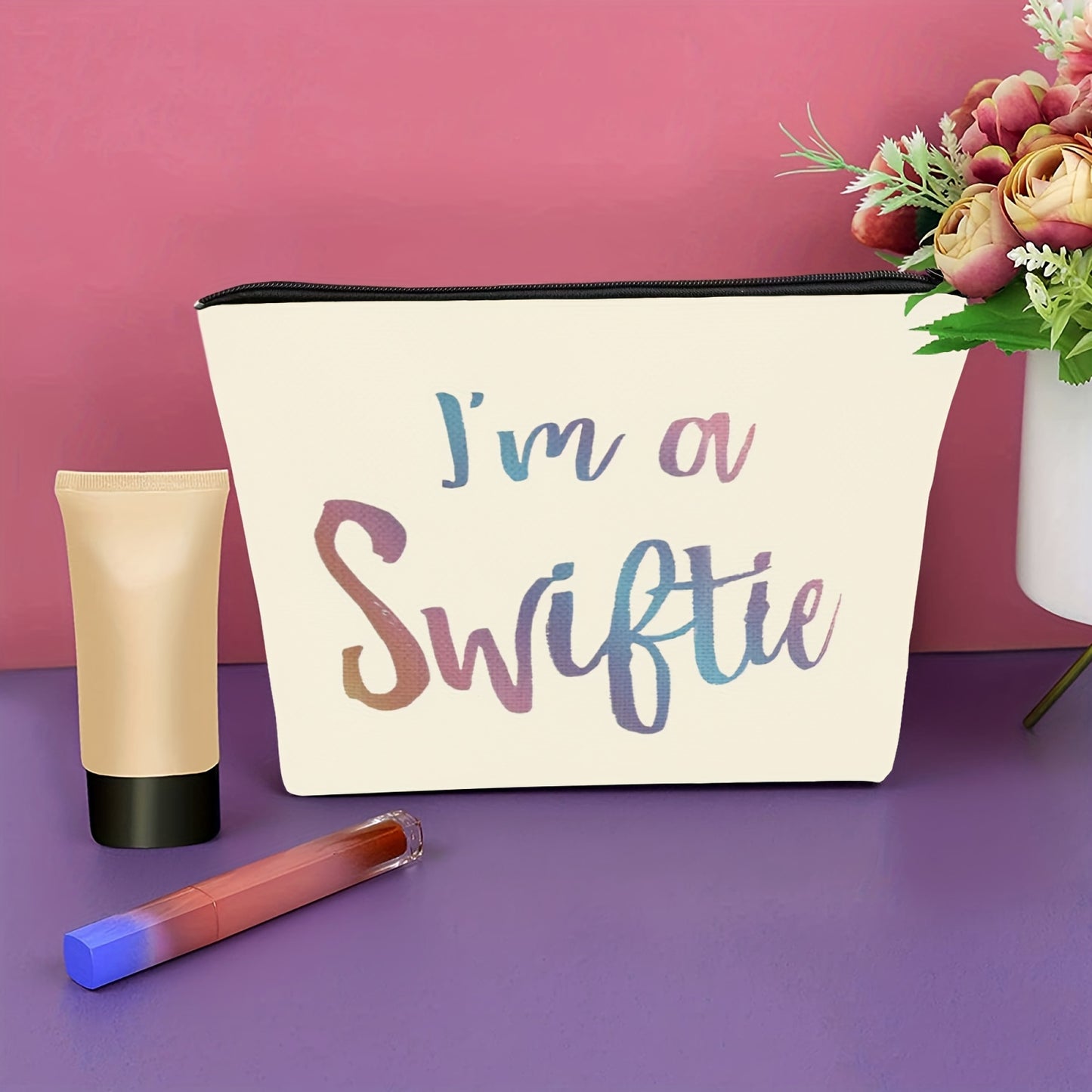 I Am A Swiftie Trousse de maquillage Cadeau pour fan mélomane Marchandise Fermeture éclair Spacieuse Pochette de maquillage Cadeau pour les amis