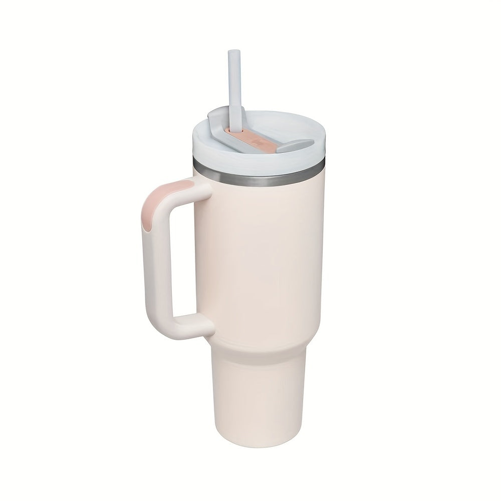 Grande tasse isolée en acier inoxydable de 40oz avec poignée portable et paille-Gardez les boissons froides pendant des heures, guidon double couche amélioré pour une prise en main confortable, conception étanche-Cadeau parfait pour les amateurs de plein 