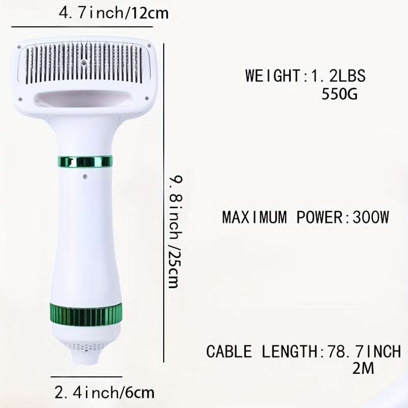 Séchoir à toilettage automatique pour animaux de compagnie, sèche-cheveux portable 2-en-1 et brosse de toilettage pour chiens et chats-Séchage lisse et efficace, réduit la mue et les enchevêtrements