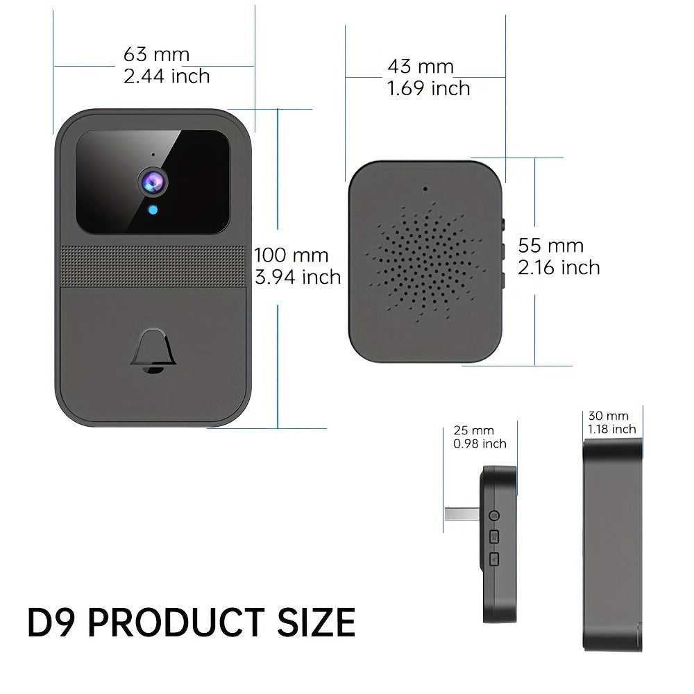 1 set, smart wifi vidéo sonnette 480P caméra pixel, APP pris en charge, interphone bidirectionnel, appel vidéo, stockage en nuage gratuit, notification push serveur mondial