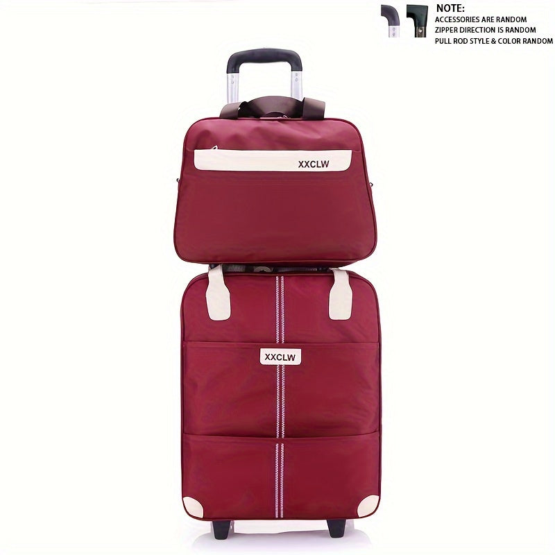 2pcs\u002Fset Large Capacity Travel Trolley Case, Portable Roller Luggage, Waterproof Boarding Suitcase, Weekender Overnight Duffle Bag For Travel