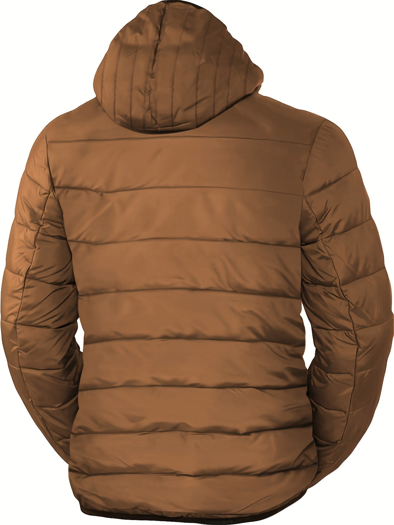 Men's Plus Size Solid Chevron Hooded Quilted Jacket For Winter, Regular Lighweight Padded Outwear For Big & Tall Males, Men's Clothing Winter Coat Vest For Hunting Hiking Camping Fishing