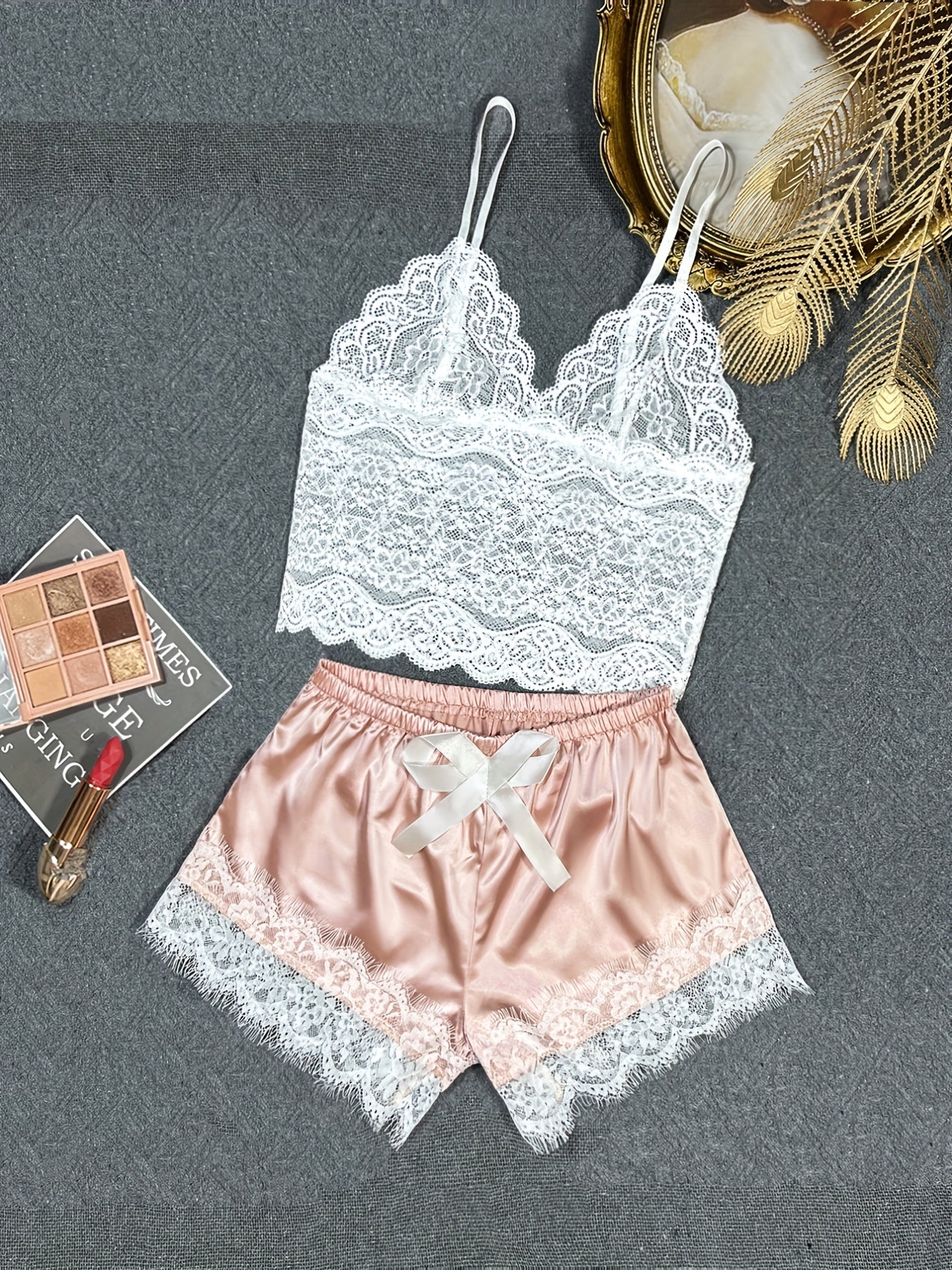 Lace Dessous Set mit Jakobs muschel besatz, BH-und Spitzen besatz, Damen-Dessous und-Unterwäsche