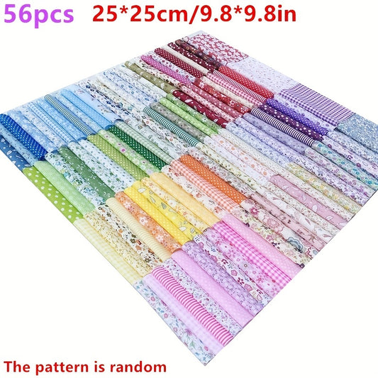 56pcs Floral Fabric DIY Handcraft Fabric Creative Patchwork Doll Clothing For DIY Sewing Scrapbooking Quilting Craft Patchwork 25in*25in\u002F9.8in*9.8in
