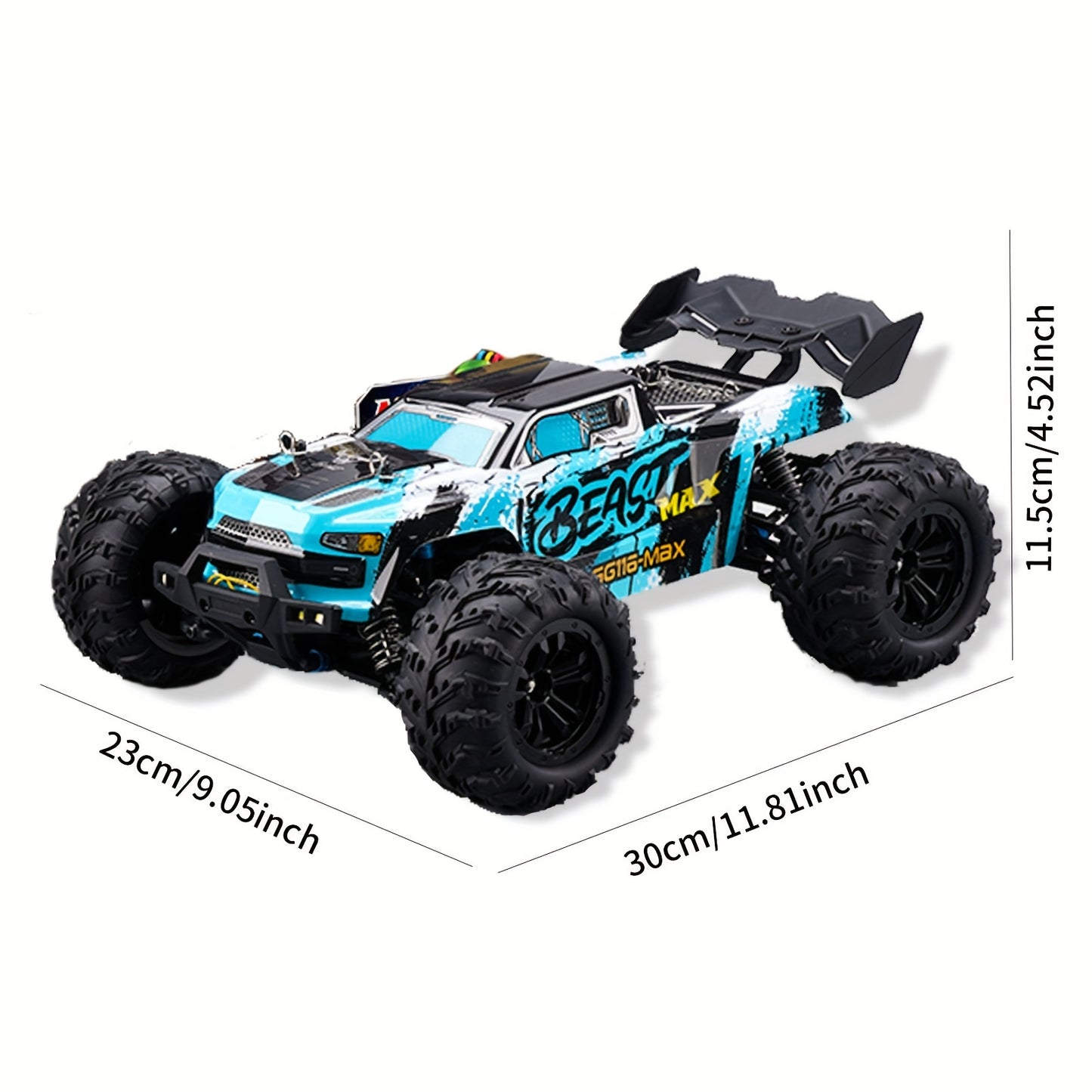 1:16 Scale All Terrain Brushless Fast RC Cars, High Speed 4WD Off Road Truck With 3 LED Light Mode, 40 Minutes Playing Time, 17G Digital Steering Gear Vehicle Toys Gifts