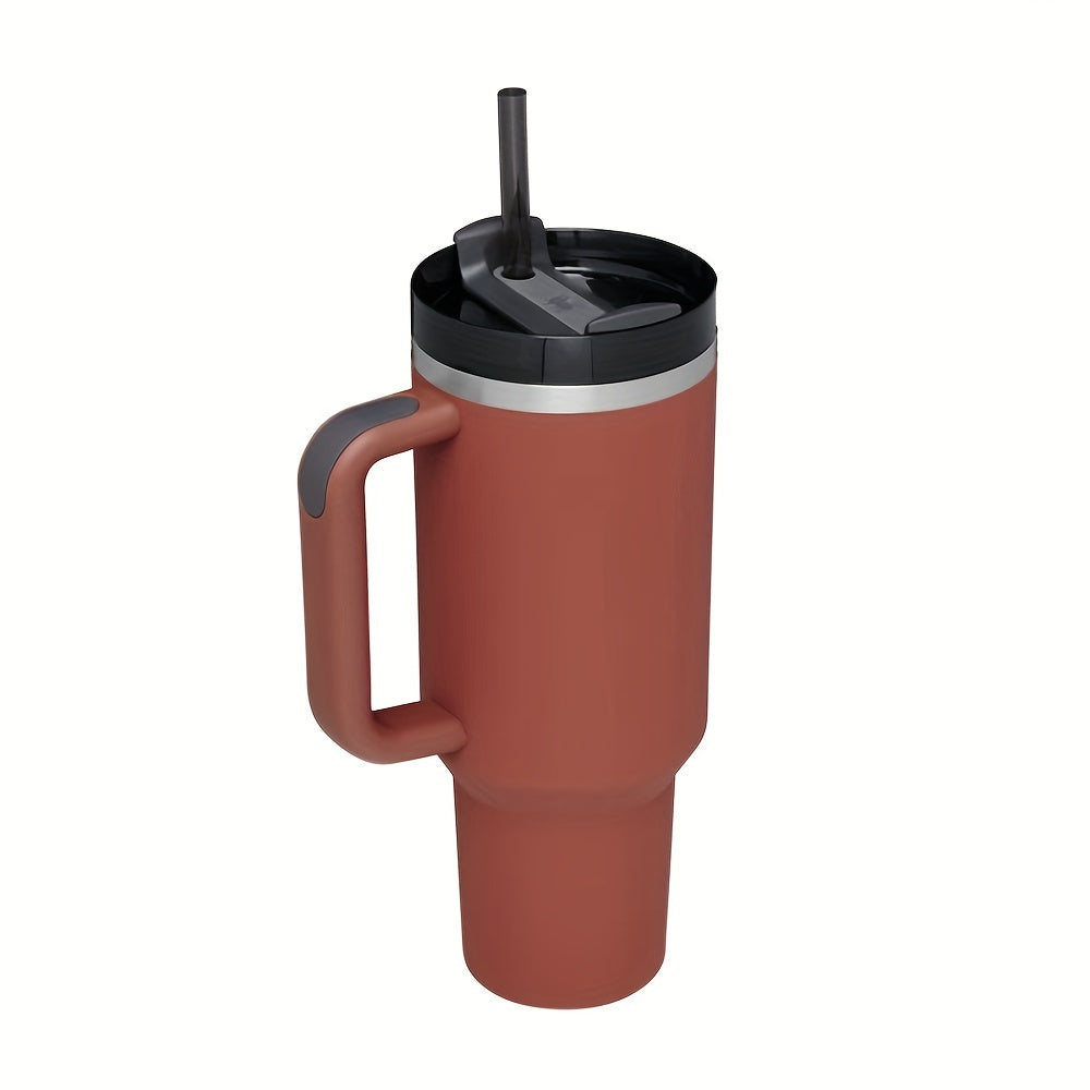 Grande tasse isolée en acier inoxydable de 40oz avec poignée portable et paille-Gardez les boissons froides pendant des heures, guidon double couche amélioré pour une prise en main confortable, conception étanche-Cadeau parfait pour les amateurs de plein 